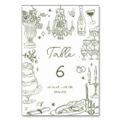 Sage Green Hand Getrokken Whimsical Wedding Kaart (Voorkant)