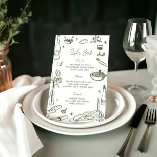 Sage Green Hand Getrokken Whimsical Wedding Menu
