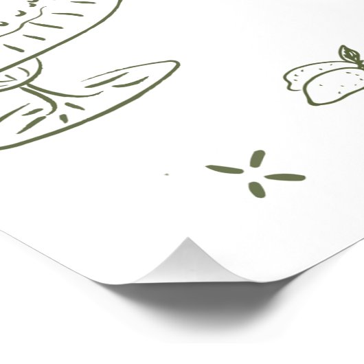 Sage Green Hand Getrokken Whimsical Wedding Perfect Poster (Hoek)