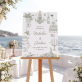 Sage Green Hand Getrokken Whimsical Wedding Perfect Poster