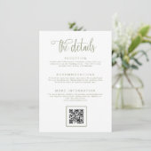 Sage Green handgeschreven kalligrafie bruiloft det Informatiekaartje (Staand voorkant)