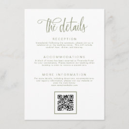 Sage Green handgeschreven kalligrafie bruiloft det Informatiekaartje