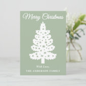 Sage Green handgeschreven script kerstboom Feestdagenkaart (Staand voorkant)