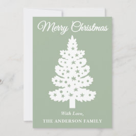 Sage Green handgeschreven script kerstboom Feestdagenkaart