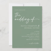 Sage Green Handwritten Script Modern Wedding Kaart (Voorkant)