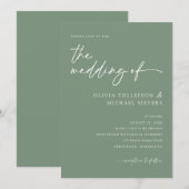 Sage Green Handwritten Script Modern Wedding Kaart (Voorkant / Achterkant)