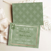 Sage Green Harlequin Wedding RSVP—Reactie invoegen Folie Feestdagen Briefkaart