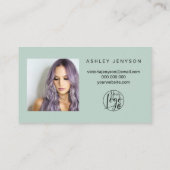 Sage green hart foto logo orde bedankt visitekaartje (Achterkant)