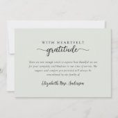 Sage Green Hartelijke Dankbaarheid Begrafenis Bedankkaart (Voorkant)