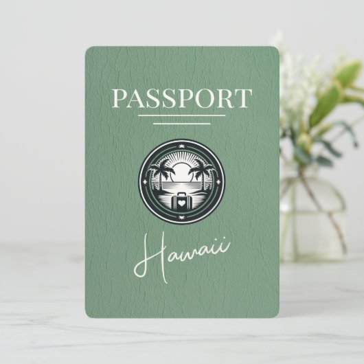 Sage Green Hawaii Passport Bewaar de datum Save The Date (Staand voorkant)