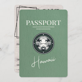 Sage Green Hawaii Passport Bewaar de datum Save The Date