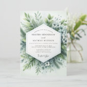 Sage Green Hazy Botanical Wedding Kaart (Staand voorkant)