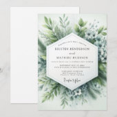 Sage Green Hazy Botanical Wedding Kaart (Voorkant / Achterkant)