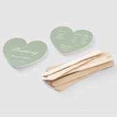 Sage Green Heart Elegant Script Wedding Programme  Handwaaier (Niet-gemonteerd)