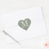 Sage Green Heart Minimalist Monogram Initial Hart Sticker (Envelop)