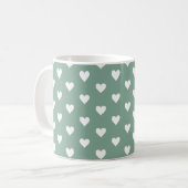 Sage Green Heart Pattern Koffiemok (Voorkant links)