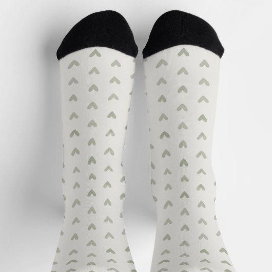 Sage Green Heart Pattern Socks Sokken (Top)