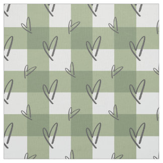 Sage Green Heart - Premium Pima Cotton Fabric Stof