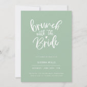 Sage Green Hearts Calligraphy Bridal Brunch Kaart (Voorkant)