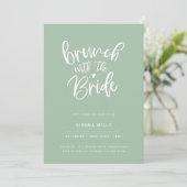 Sage Green Hearts Calligraphy Bridal Brunch Kaart (Staand voorkant)