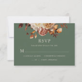 Sage Green Herfst Copper Floral Wedding RSVP Kaart (Voorkant)