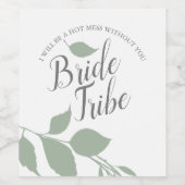 Sage Green Herfst Foliage Bridesmaid proposal Labe Wijn Etiket (Enkel label)