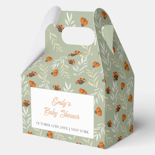 Sage Green Herfst Ladybug Greenery Baby shower Bedankdoosjes (Voorkant)