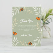Sage Green Herfst Ladybug Greenery Baby shower Bedankkaart (Staand voorkant)