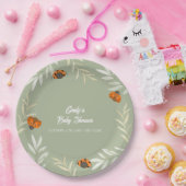 Sage Green Herfst Ladybug Greenery Baby shower Papieren Bordje (Feest)
