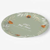 Sage Green Herfst Ladybug Greenery Baby shower Papieren Bordje (Gekanteld)
