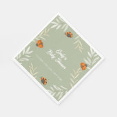 Sage Green Herfst Ladybug Greenery Baby shower Servet (Hoek)