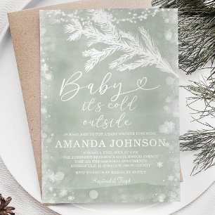 Sage Green Het is Koud Buiten Kerst Baby shower Kaart