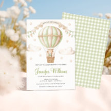 Sage Green Hete luchtballon Teddybeer Baby shower
