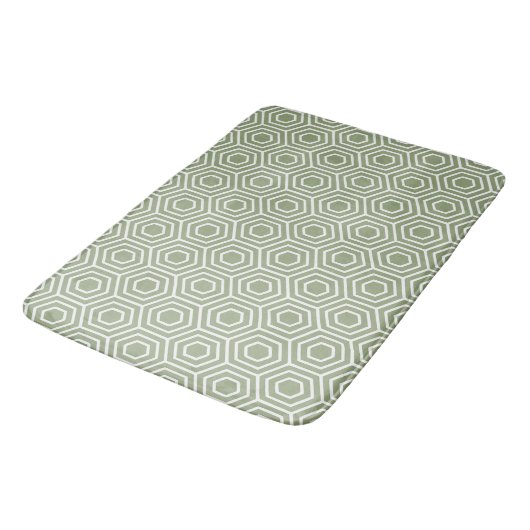 Sage Green Hexagon Honingraat Geometrisch Patroon Badmat (Gekanteld)