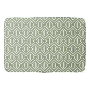 Sage Green Hexagon Honingraat Geometrisch Patroon Badmat