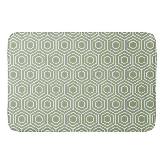 Sage Green Hexagon Honingraat Geometrisch Patroon Badmat (Voorkant)