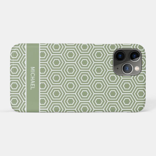 Sage Green Hexagon Honingraat Geometrisch Patroon Case-Mate iPhone Case (Achterkant (horizontaal))