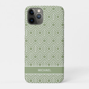 Sage Green Hexagon Honingraat Geometrisch Patroon Case-Mate iPhone Case
