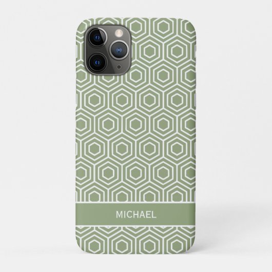 Sage Green Hexagon Honingraat Geometrisch Patroon Case-Mate iPhone Case (Achterkant)