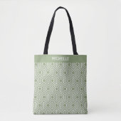 Sage Green Hexagon Honingraat Geometrisch Patroon Tote Bag (Voorkant)