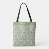 Sage Green Hexagon Honingraat Geometrisch Patroon Tote Bag (Achterkant)