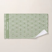Sage Green Hexagon Honingraat Patroon Naam Bad Handdoek (Handdoek)