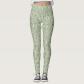 Sage Green Hexagon Honingraat Patroon Naam Leggings (Voorkant)