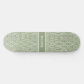 Sage Green Hexagon Honingraat Patroon Naam Persoonlijk Skateboard (Horizontaal)