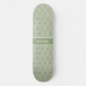 Sage Green Hexagon Honingraat Patroon Naam Persoonlijk Skateboard (Voorkant)