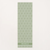Sage Green Hexagon Honingraat Patroon Naam Yogamat (Voorkant)