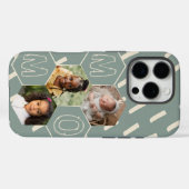 Sage green hexagon Mom Photo Collage Case-Mate iPhone Case (Achterkant (horizontaal))