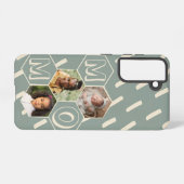 Sage green hexagon Mom Photo Collage Samsung Galaxy Hoesje (Achterkant horizontaal)
