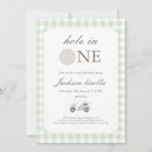 Sage Green Hole in één uitnodiging voor een golfve (Voorkant)