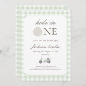 Sage Green Hole in één uitnodiging voor een golfve (Voorkant / Achterkant)